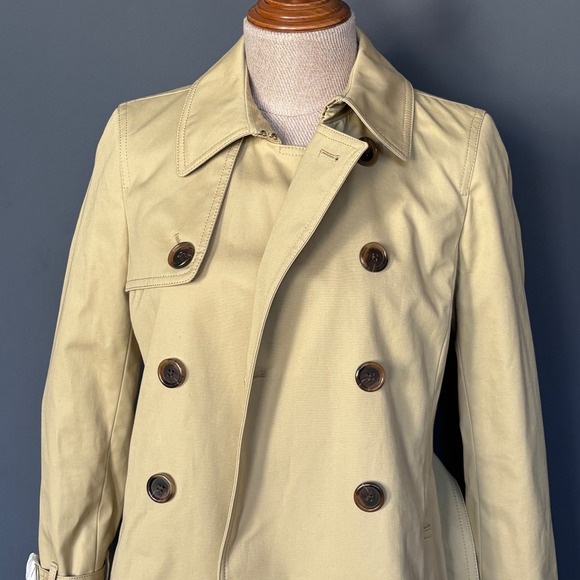 New w/ tags - J Crew Collection Icon Trench Coat | Petite 0 | Light Khaki E1708 - Picture 4 of 13